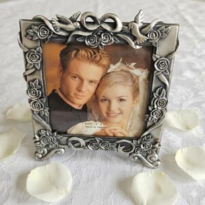 Vintage Pewter-Tone Wedding & Anniversary Picture Frame